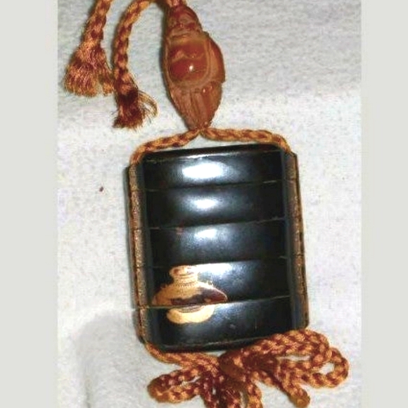 Antique EDO Era Japanese Carved Inro Box Netsuke & ID Value Guide Book RARE Set - Picture 2 of 12